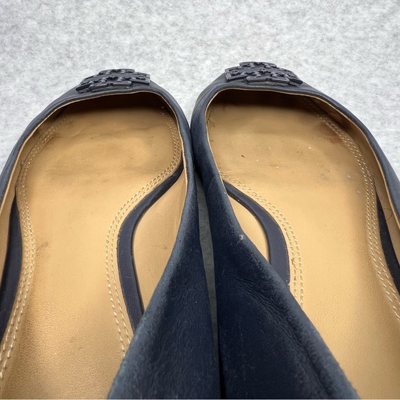 Tory Burch Powder Coated Melinda Ballet Flats Leather Perfect Navy Blue Size 8.5 - Picture 15 of 16